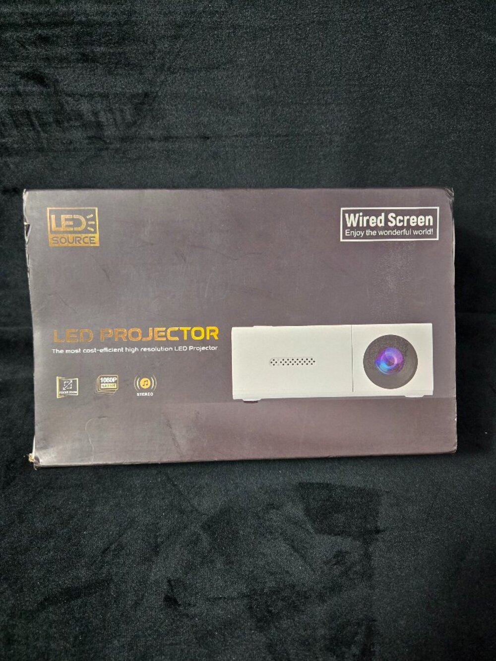 LED Source Mini Projector 1080p Supported Wired Screen Mirroring White